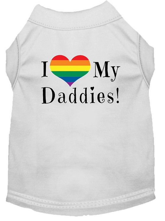 I heart my Daddies Screen Print Dog Shirt White Sm